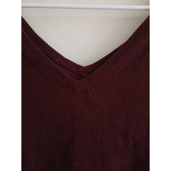 The Limited Womens L Burgundy Silk Cashmere V-neck Knit Sweater 3/4 Sleeve Goth - Picture 4 of 7